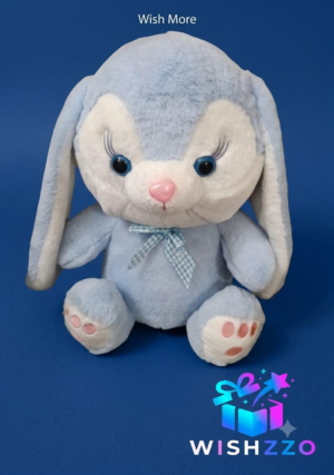 Cute Sky Bunny Soft Toy Cute Pastel Blue Bunny Plushie with a White Face and Pink Accents on the Nose and Paws | Huggble Teddy